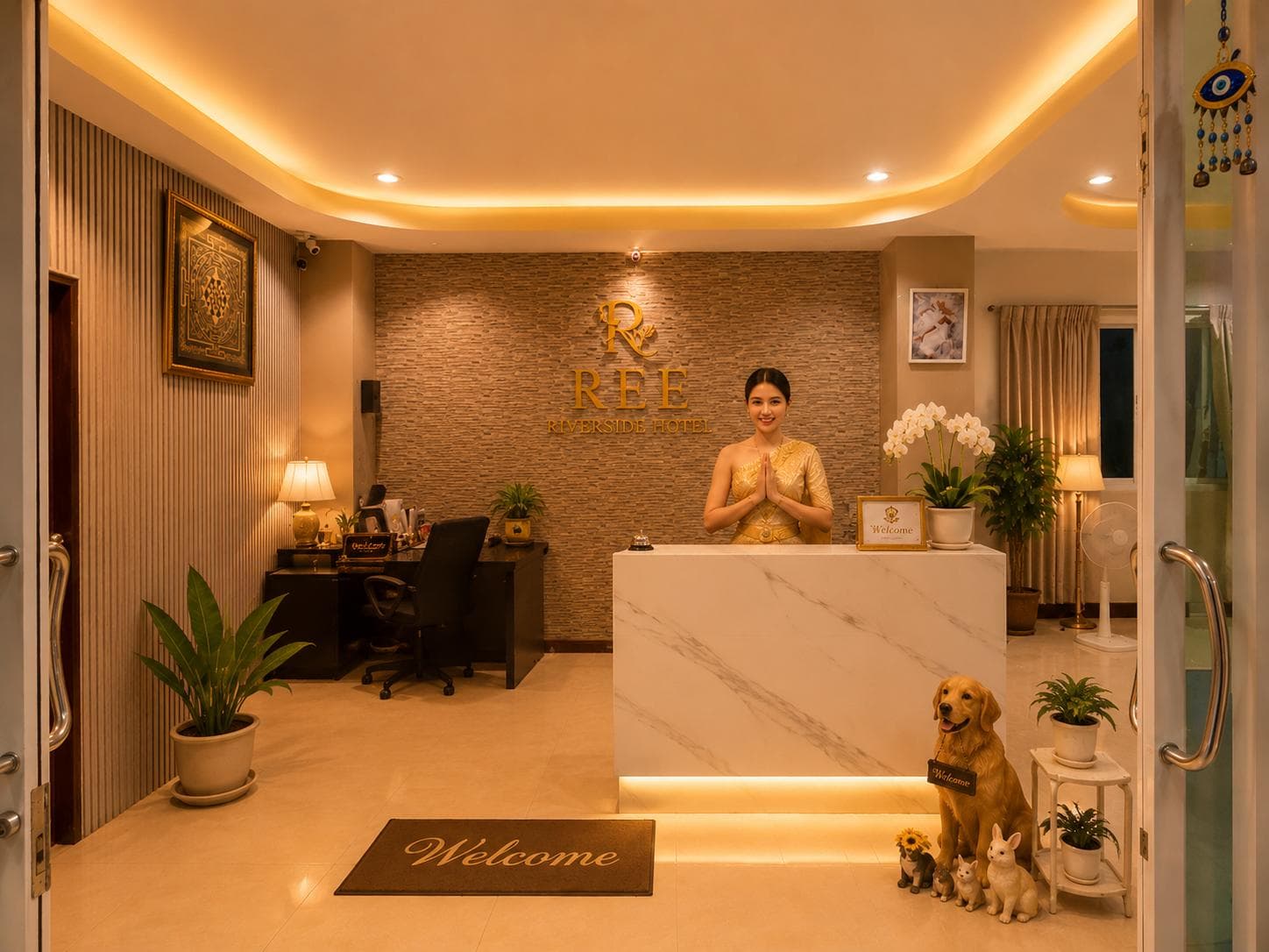 Lobby — warm evening light
