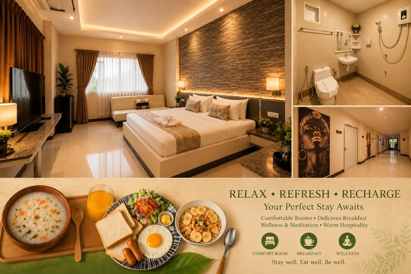 Comfort room, breakfast, and wellness at Ree Hotel